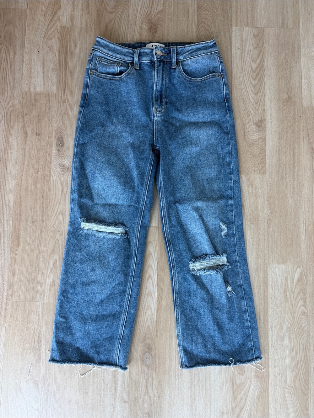 Just Black Denim Brand Distressed Wide Leg Blue Jeans